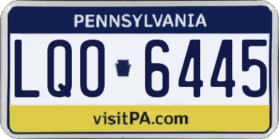 PA license plate LQO6445