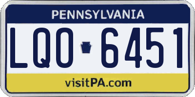 PA license plate LQO6451