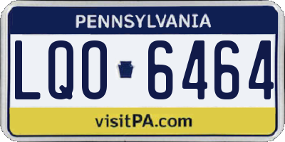 PA license plate LQO6464