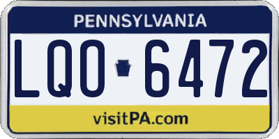 PA license plate LQO6472