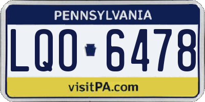 PA license plate LQO6478