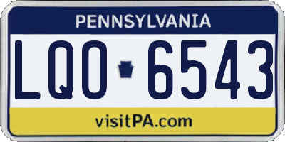 PA license plate LQO6543