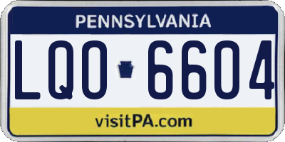 PA license plate LQO6604