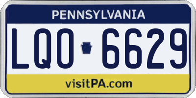 PA license plate LQO6629