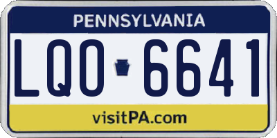 PA license plate LQO6641