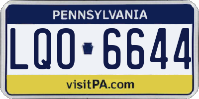 PA license plate LQO6644