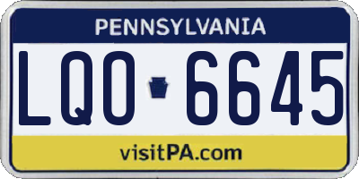 PA license plate LQO6645