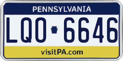 PA license plate LQO6646