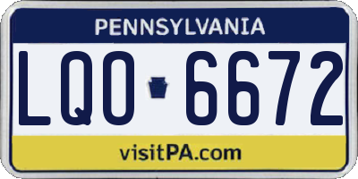 PA license plate LQO6672