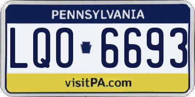PA license plate LQO6693