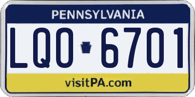 PA license plate LQO6701