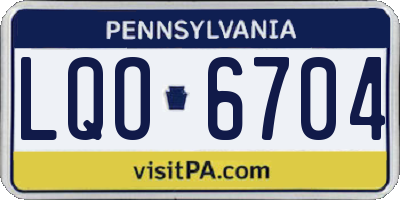 PA license plate LQO6704