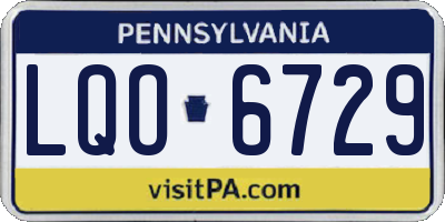 PA license plate LQO6729