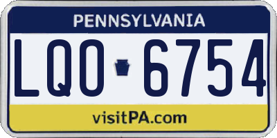 PA license plate LQO6754