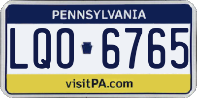 PA license plate LQO6765