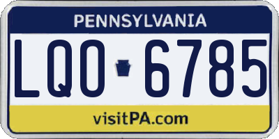PA license plate LQO6785
