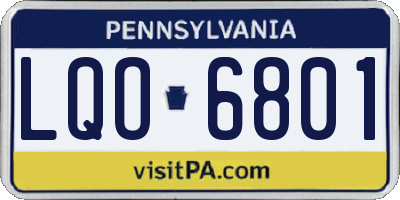 PA license plate LQO6801