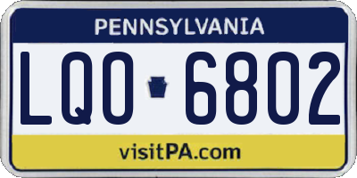 PA license plate LQO6802