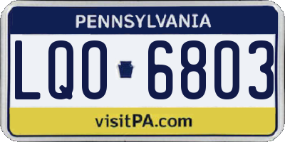 PA license plate LQO6803