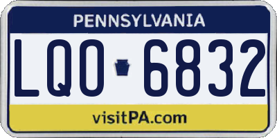 PA license plate LQO6832