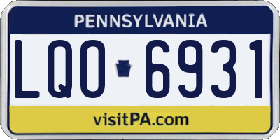 PA license plate LQO6931