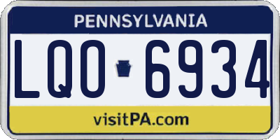 PA license plate LQO6934