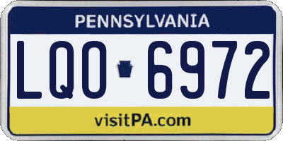PA license plate LQO6972