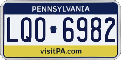 PA license plate LQO6982