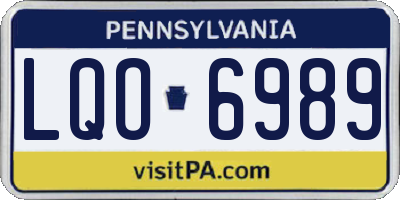 PA license plate LQO6989