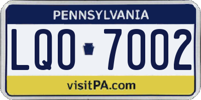 PA license plate LQO7002