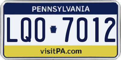 PA license plate LQO7012