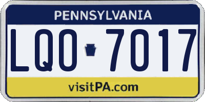 PA license plate LQO7017