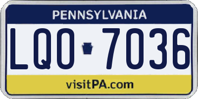 PA license plate LQO7036