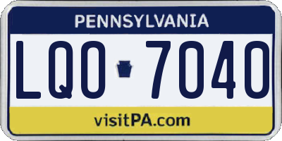 PA license plate LQO7040
