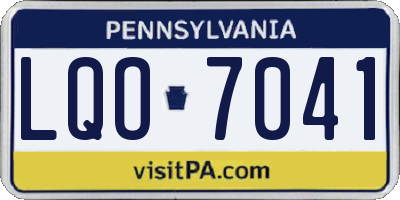 PA license plate LQO7041
