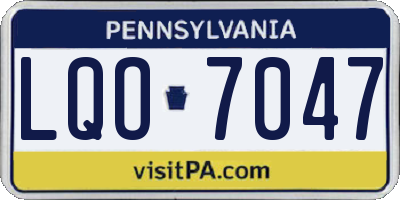 PA license plate LQO7047