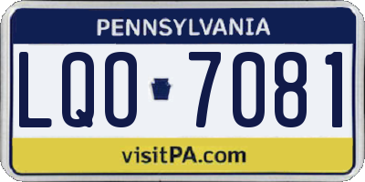 PA license plate LQO7081