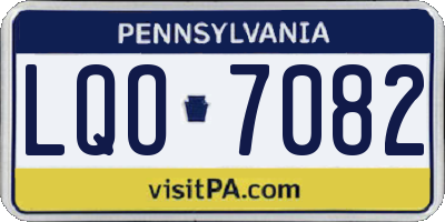 PA license plate LQO7082