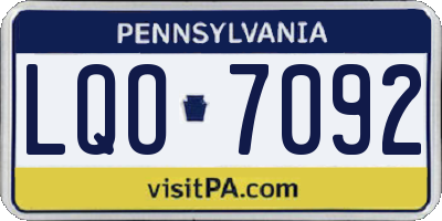 PA license plate LQO7092
