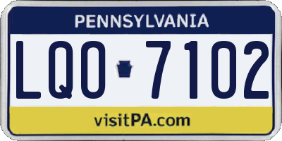 PA license plate LQO7102
