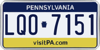 PA license plate LQO7151