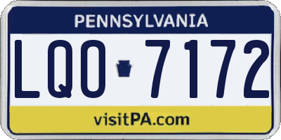 PA license plate LQO7172