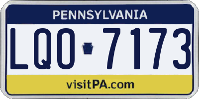 PA license plate LQO7173