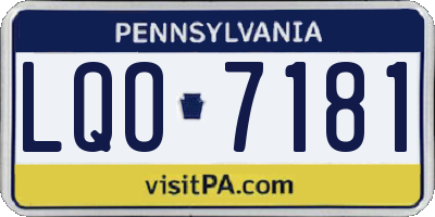 PA license plate LQO7181