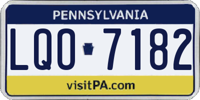 PA license plate LQO7182