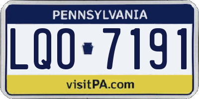 PA license plate LQO7191