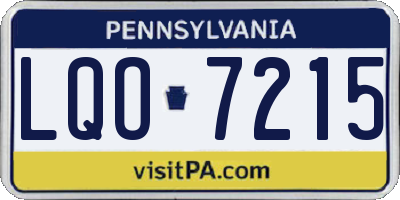 PA license plate LQO7215