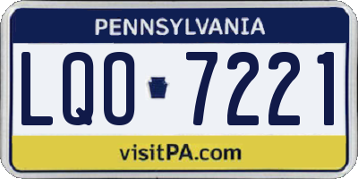 PA license plate LQO7221