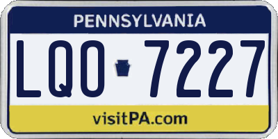 PA license plate LQO7227