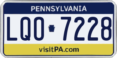PA license plate LQO7228